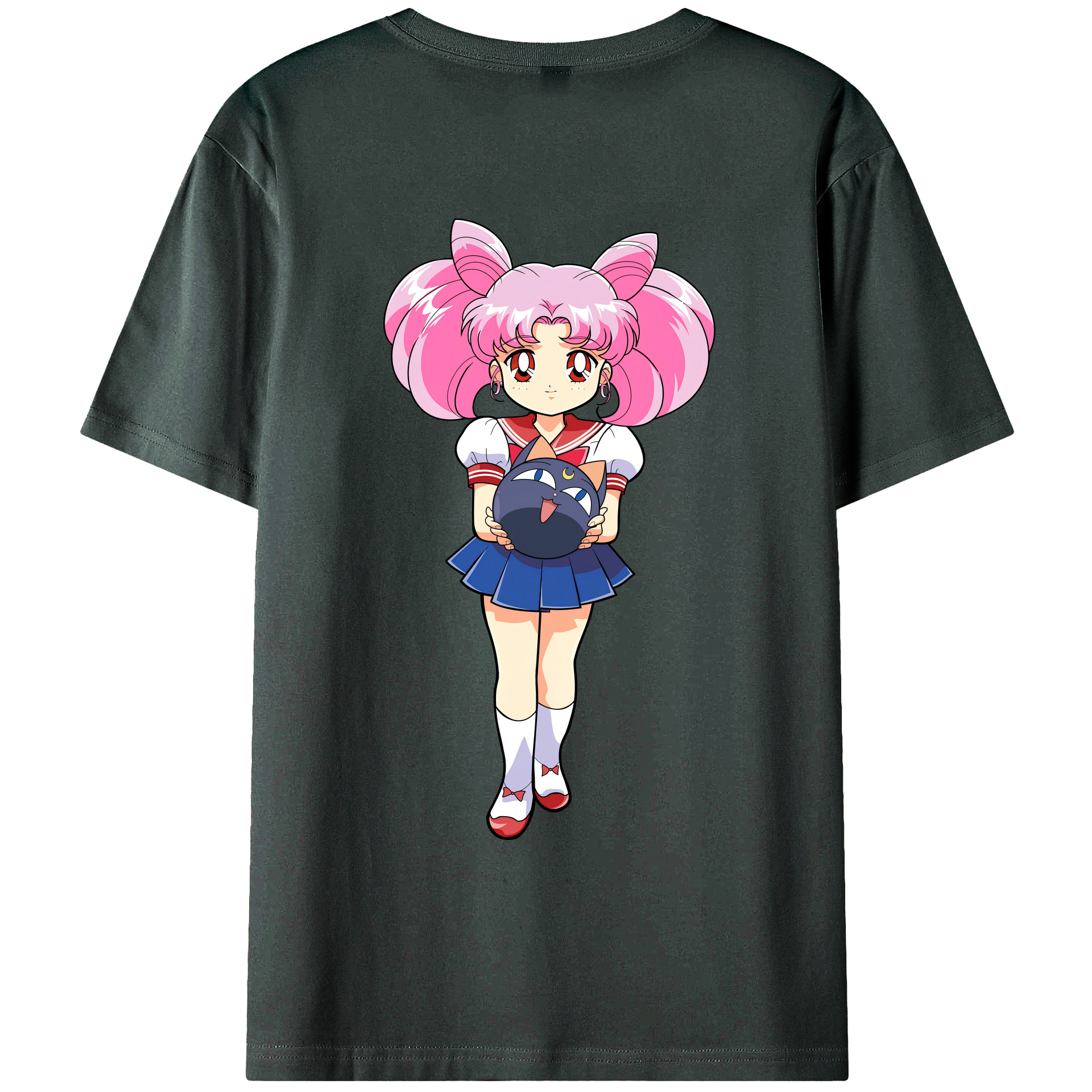 （画像用） 美少女戦士セーラームーン ちびうさ Sailor Moon Chibiusa Tsukino Usagi Small Lady Serenity 綿100％ メンズ半袖Tシャツ（バックプリント） 通気性